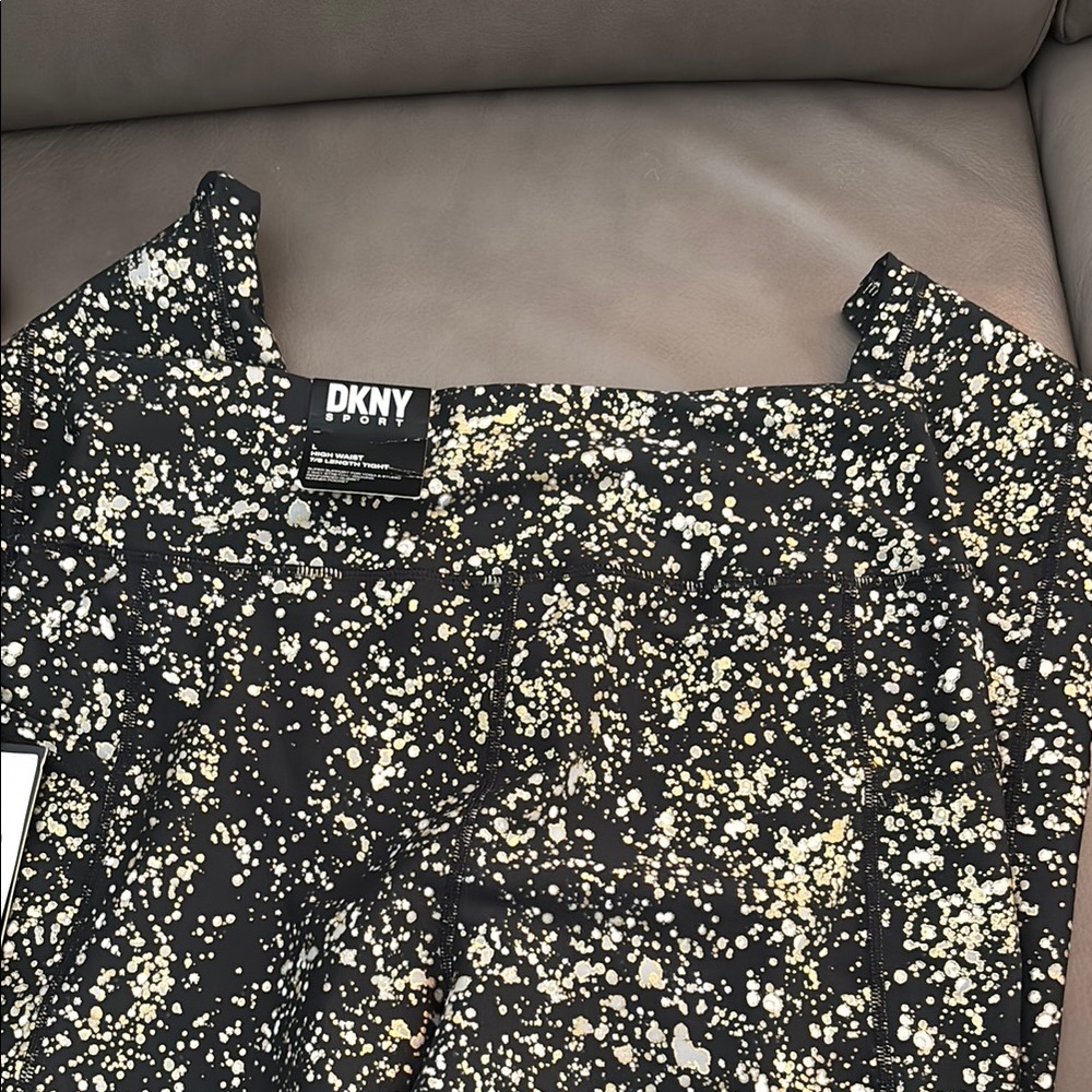 DKNY Black and White Splatter Leggings
